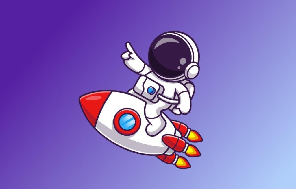 Astronaute accélère sur une fusée