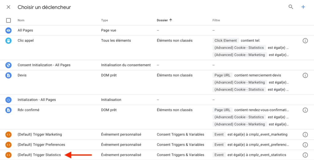 Déclencheur statistics