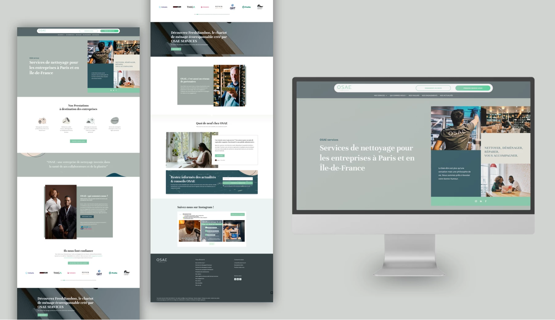 Maquette du site vitrine avec blog OSAE SERVICES