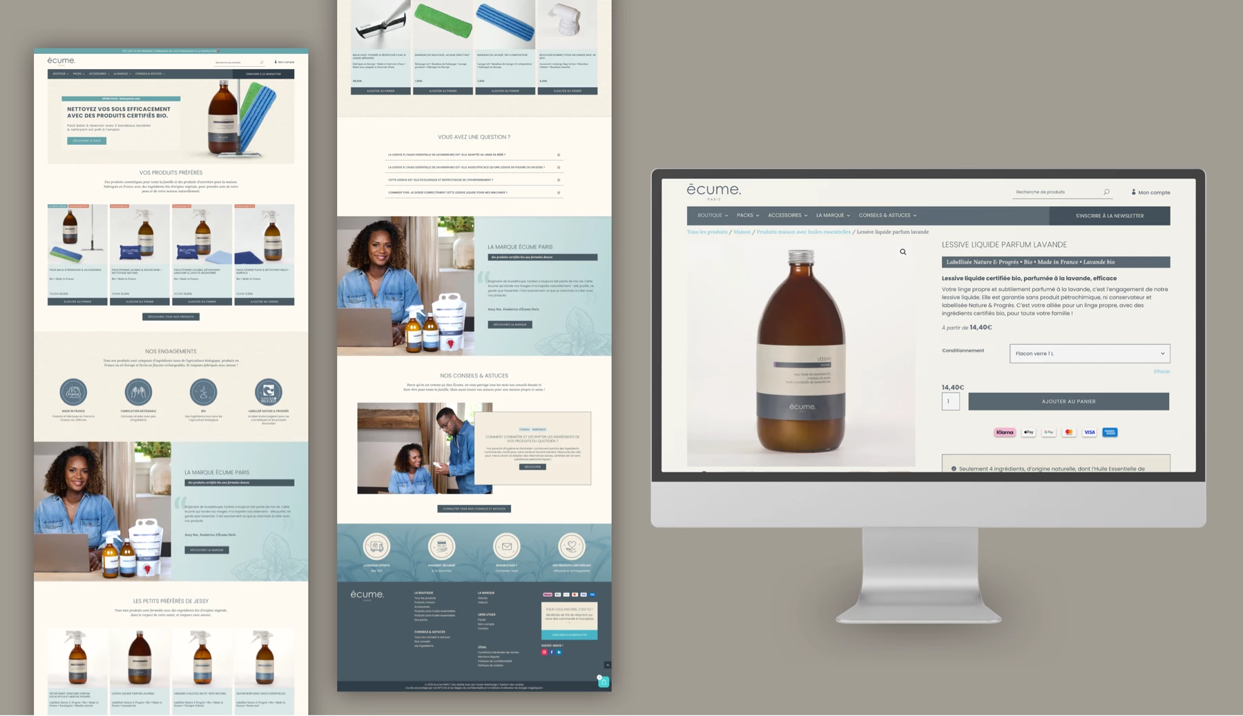 Maquette du site e-commerce Ecume Paris