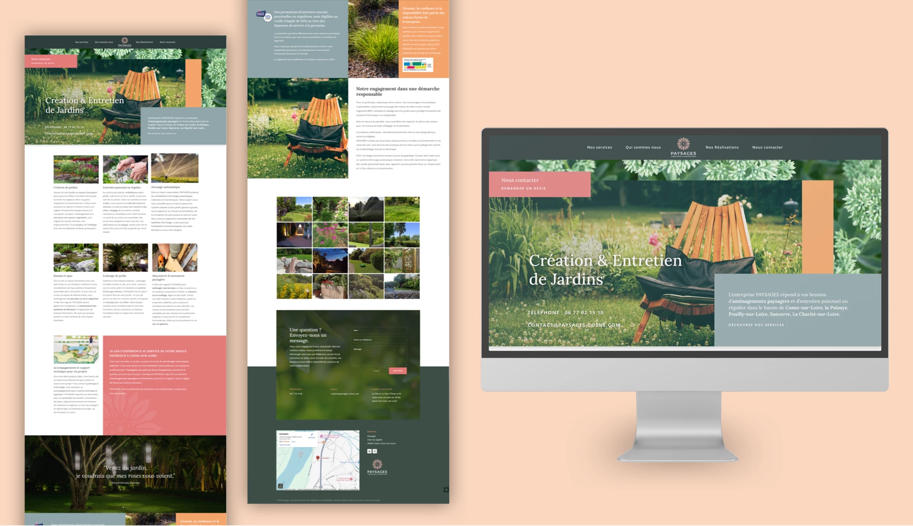 Maquette du site one page Paysages