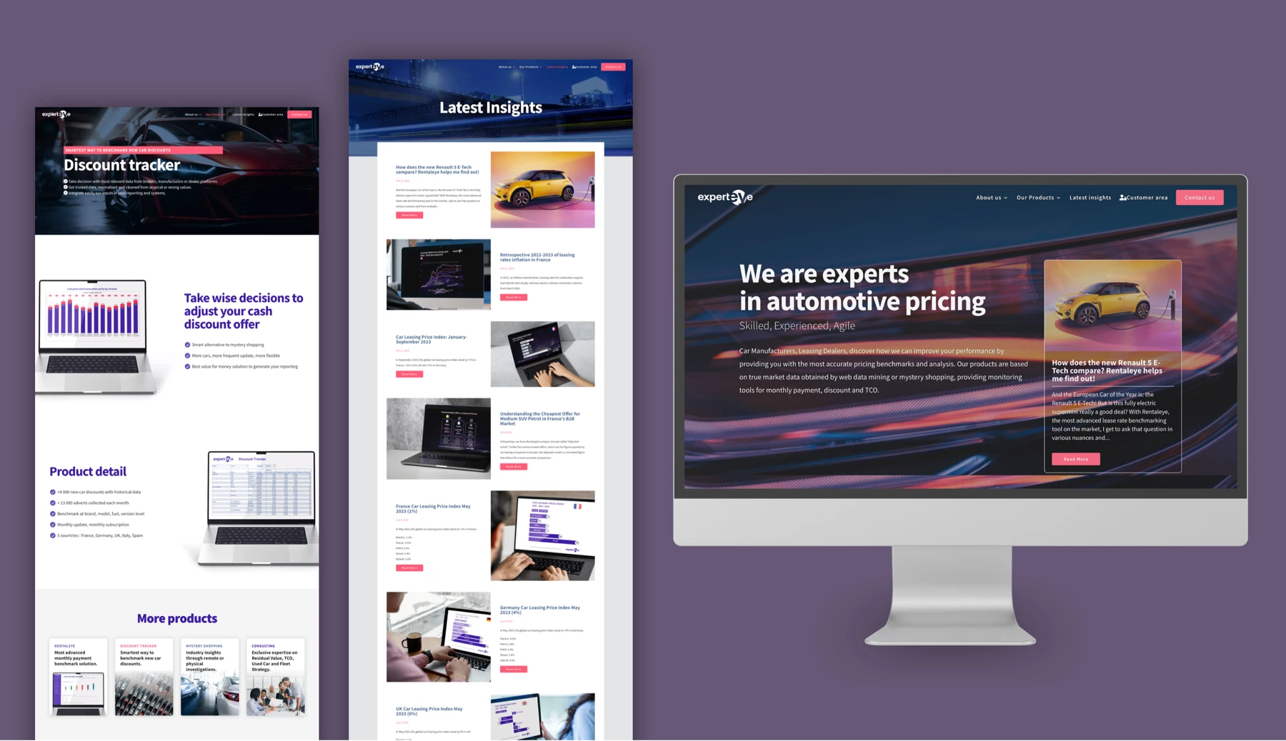 Maquette du site experteye