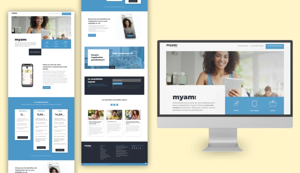 Maquette du site web myappmenu